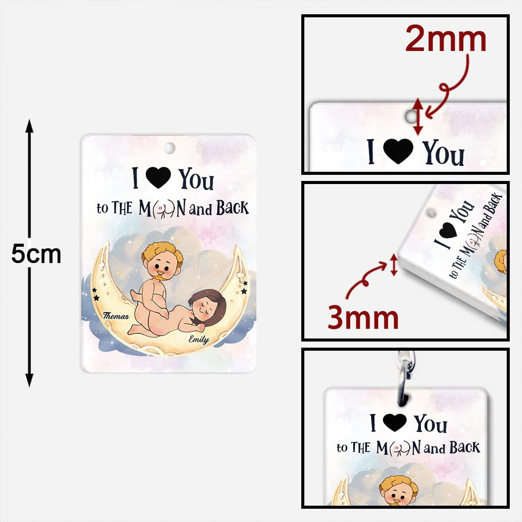 Ich liebe dich bis zum Mond und zurück – Personalisierter Schlüsselanhänger für Paare
