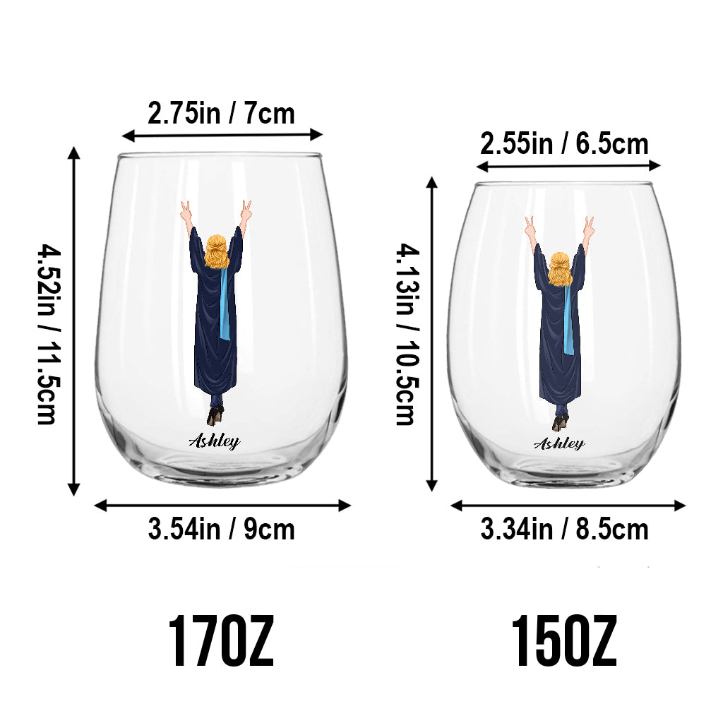 She Believed She Could So She Did - Personalized Graduation Wine Glass