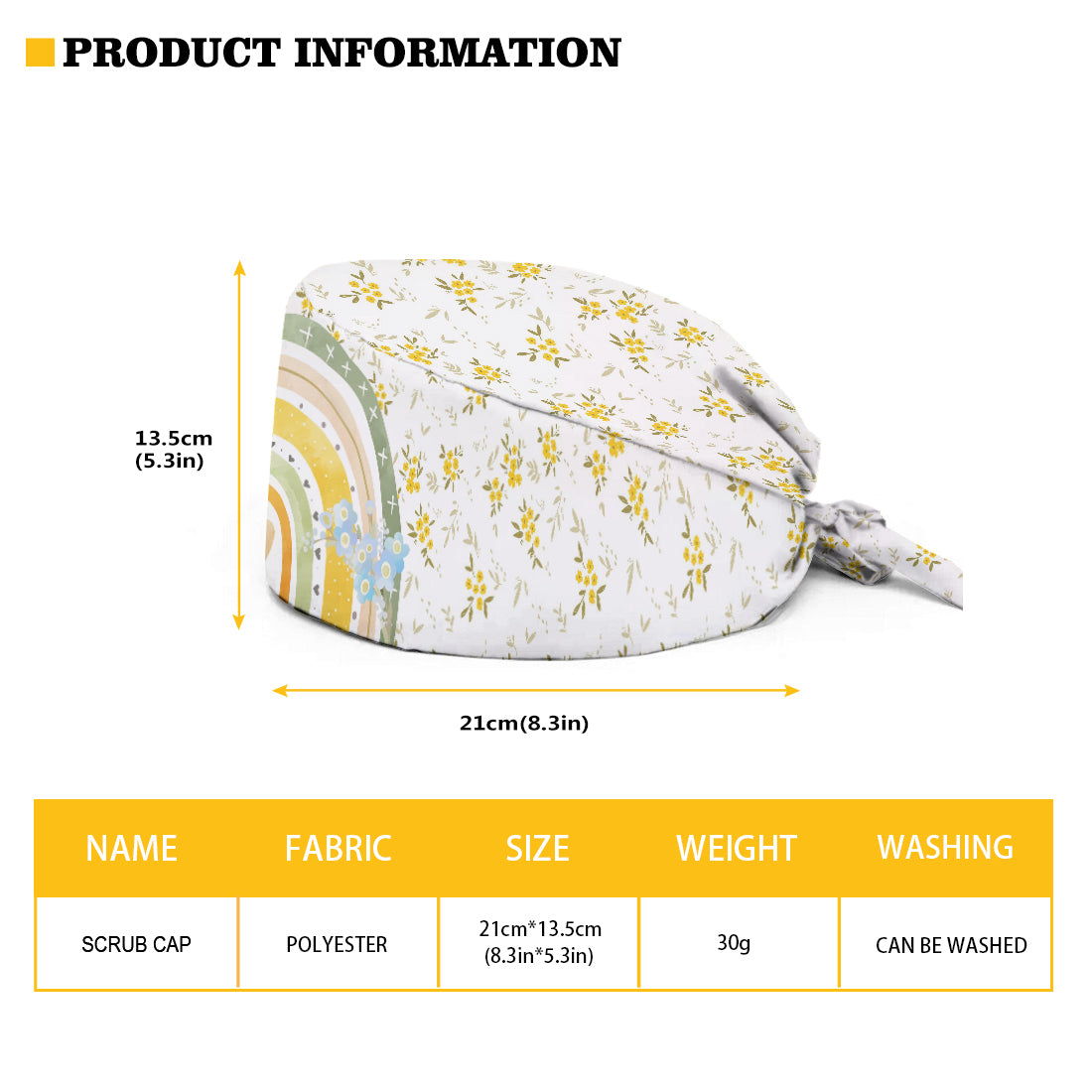 Floraler Regenbogen – personalisierte OP-Haube für Krankenschwestern
