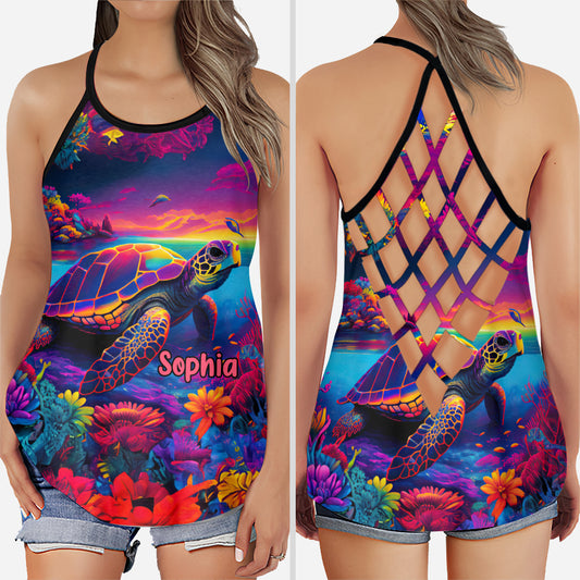 Salty Lil' Beach - Personalisiertes Tanktop mit Schildkrötenkreuz