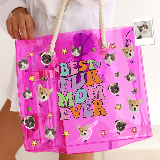 Hunde- und Katzenmama-Vibes – Personalisierte transparente Hunde-Tragetasche