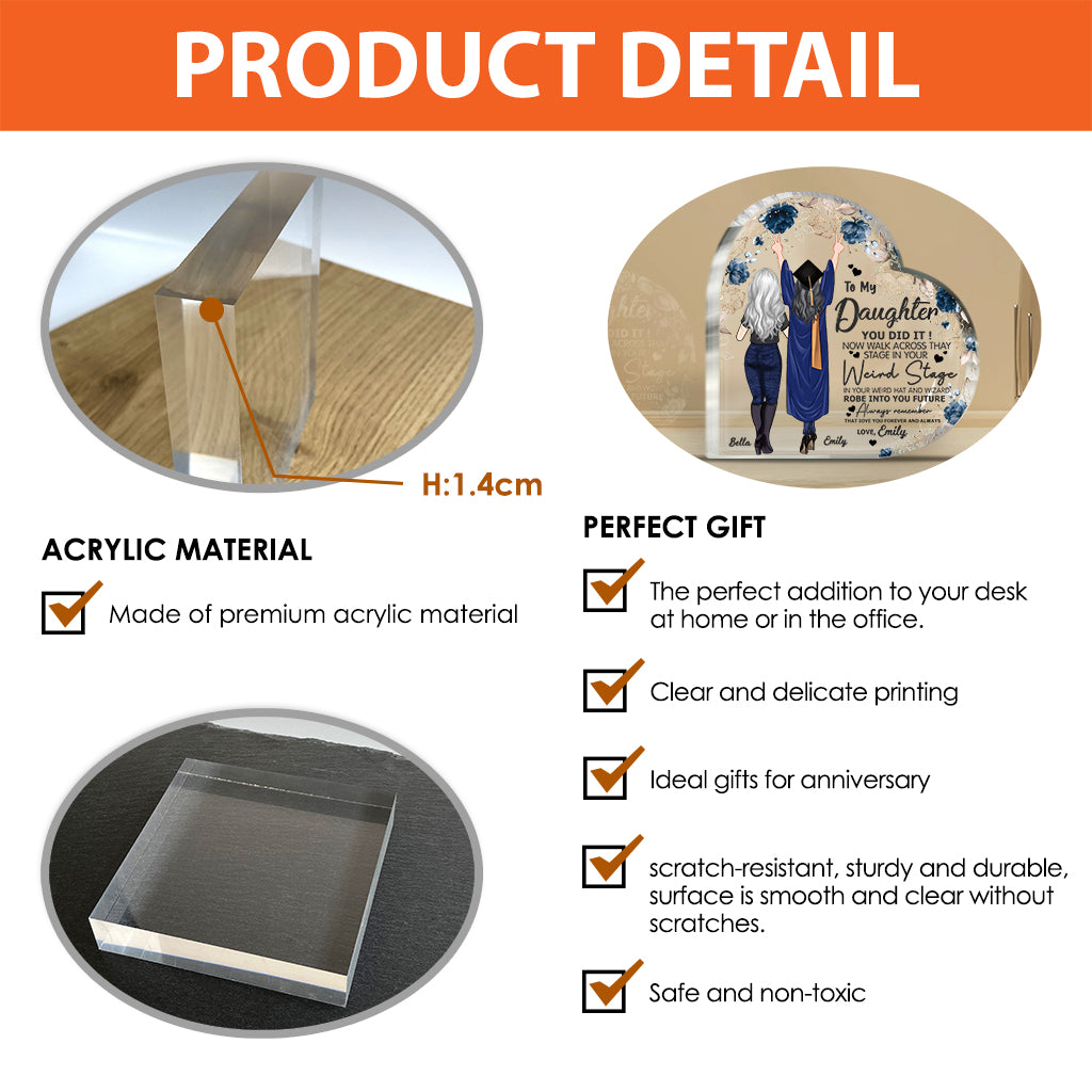 You Did It - Graduation gift for daughter, sister - Personalized Custom Shaped Acrylic Plaque