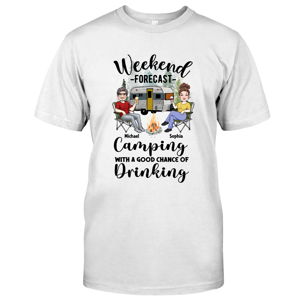 Wochenendprognose – Personalisiertes Camping-T-Shirt und Hoodie