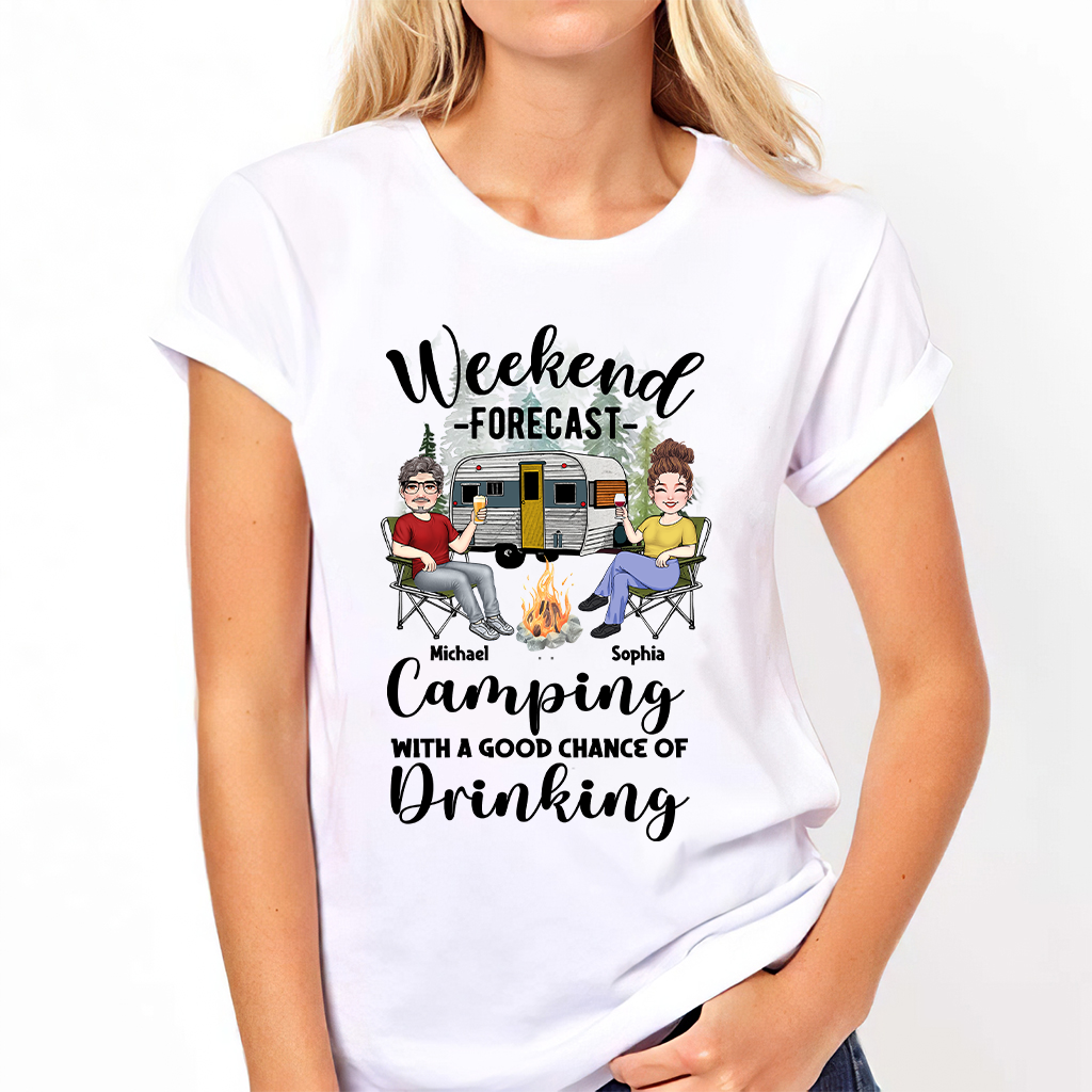 Wochenendprognose – Personalisiertes Camping-T-Shirt und Hoodie