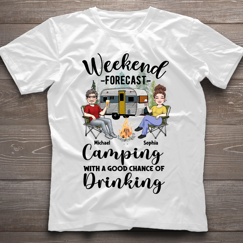 Wochenendprognose – Personalisiertes Camping-T-Shirt und Hoodie
