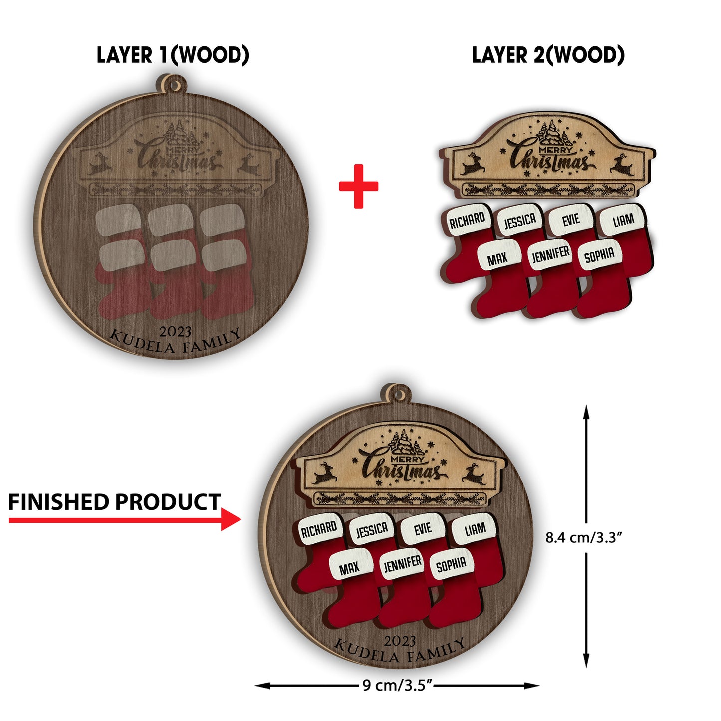 Unsere Familie – Personalisierter zweilagiger Familienschmuck