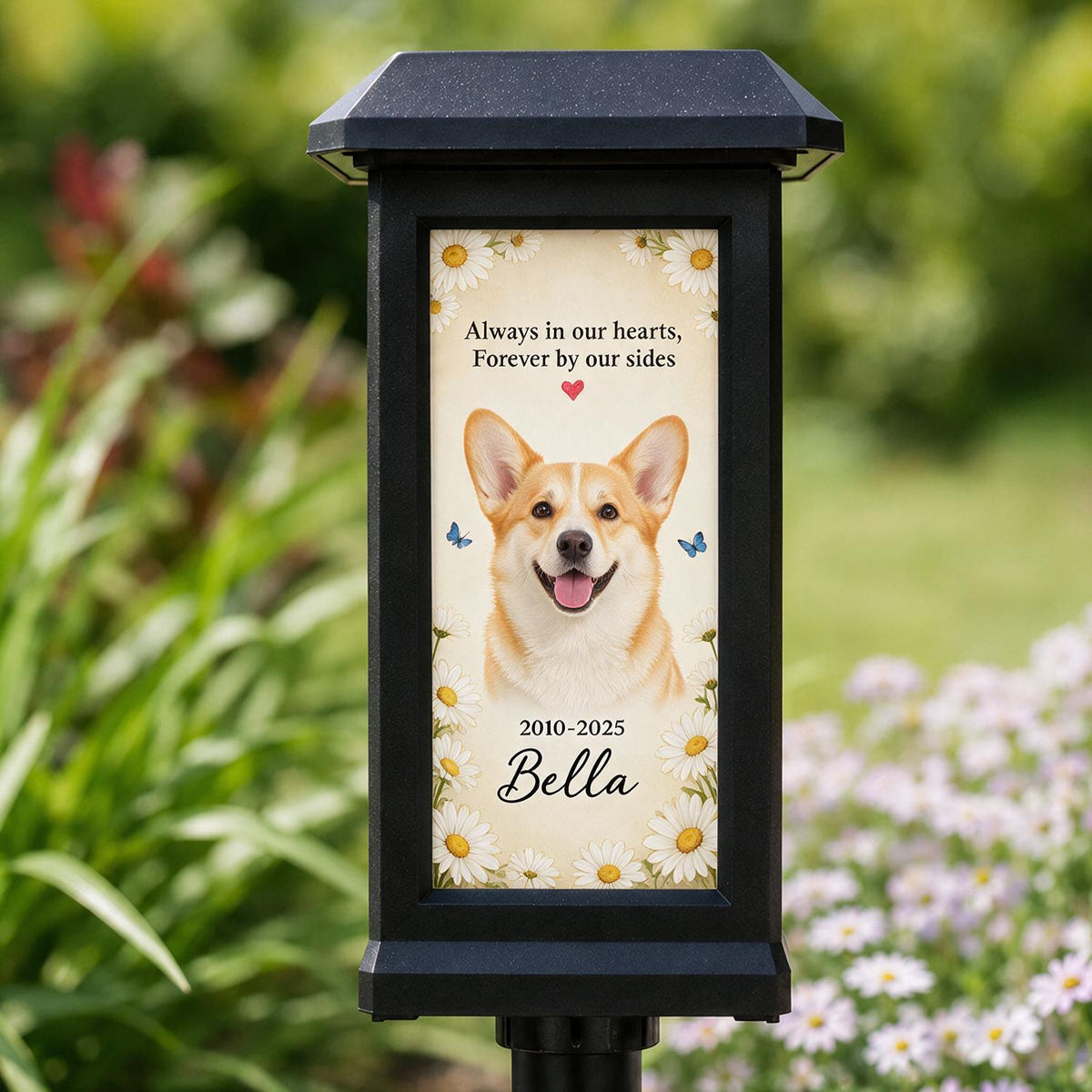 Custom Pet Memorial Solar Garden Light Stake - Personalized Dog Cat Photo Sympathy Gift for Loss of Beloved Pet
