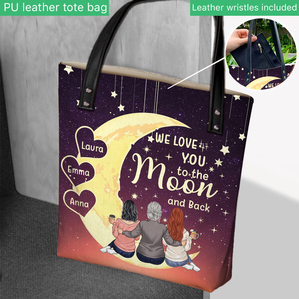 Bis zum Mond und zurück – Geschenk für Oma, Mutter, Tochter, Enkelin – Personalisierte Tragetasche
