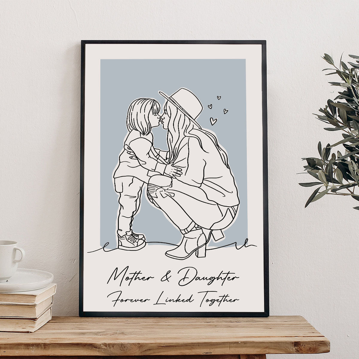 Custom Lineart Portrait - Personalized Mother Canvas And Poster