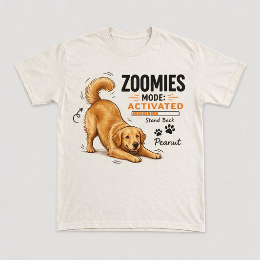 Zoomies-Modus Aktiviert Golden Retriever Spiel Bogen Personalisiertes Shirt - Lustiges Geschenk für Hundeliebhaber