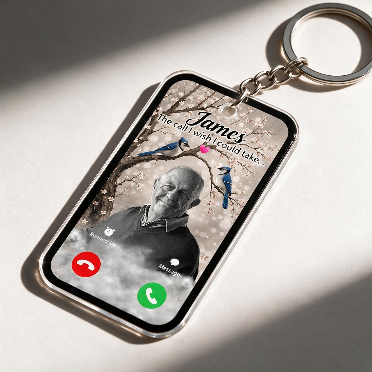 Blue Jay The Call I Wish I Could Take Personalized Acrylic Photo Keychain - Memorial Sympathy Remembrance Gift