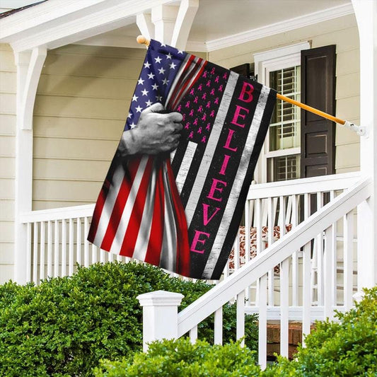 Pink Ribbon American Flag – Hausflagge zur Sensibilisierung für Brustkrebs 0822