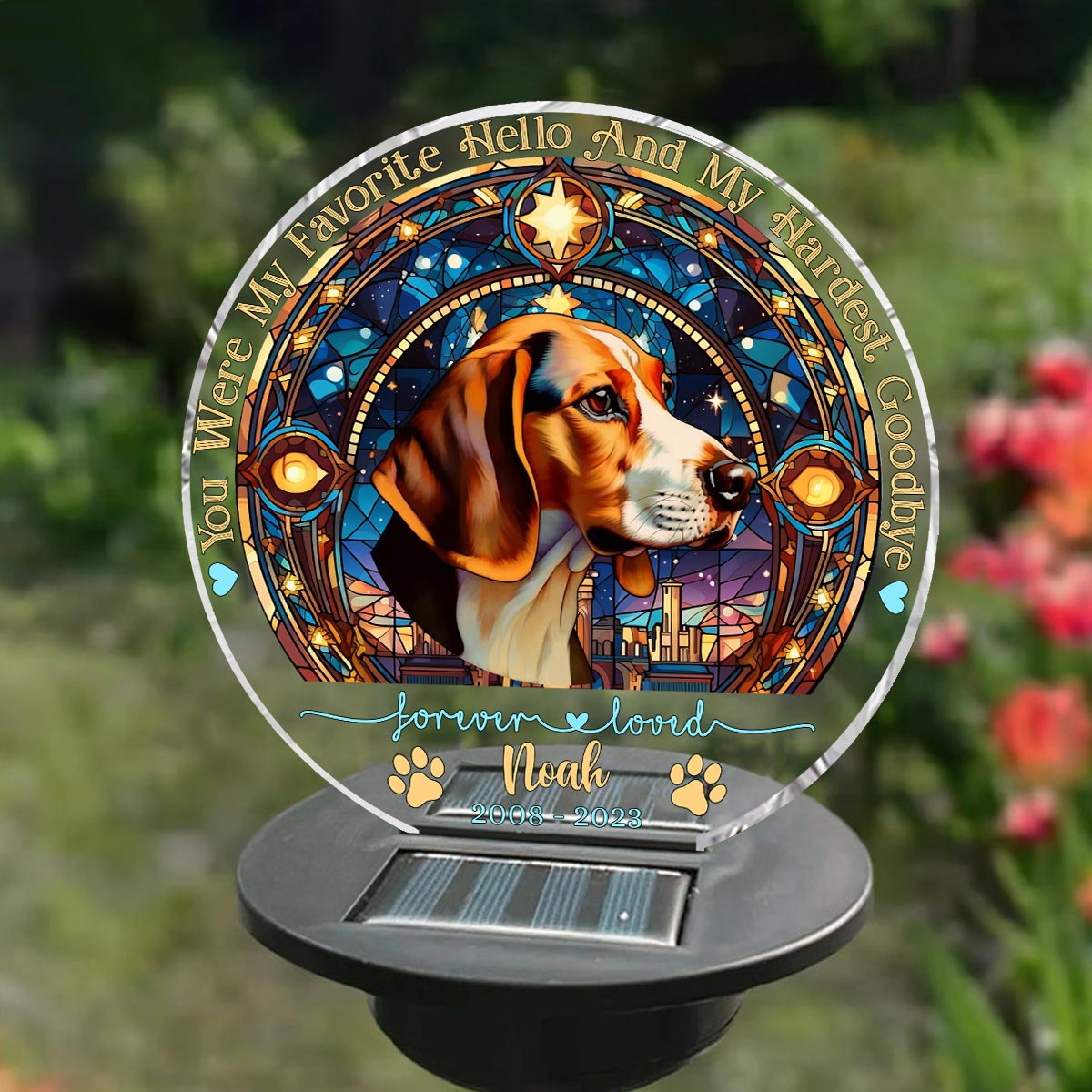 Du warst mein Liebling! Hallo – Personalisierte Solar-Gartenleuchte für Hunde