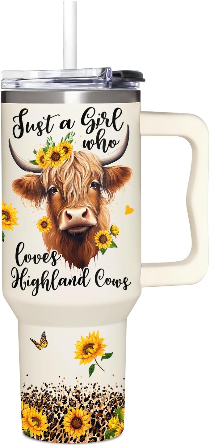 Just A Girl Who Loves Highland Cow Highland Cow Tumbler  With Handle 0624