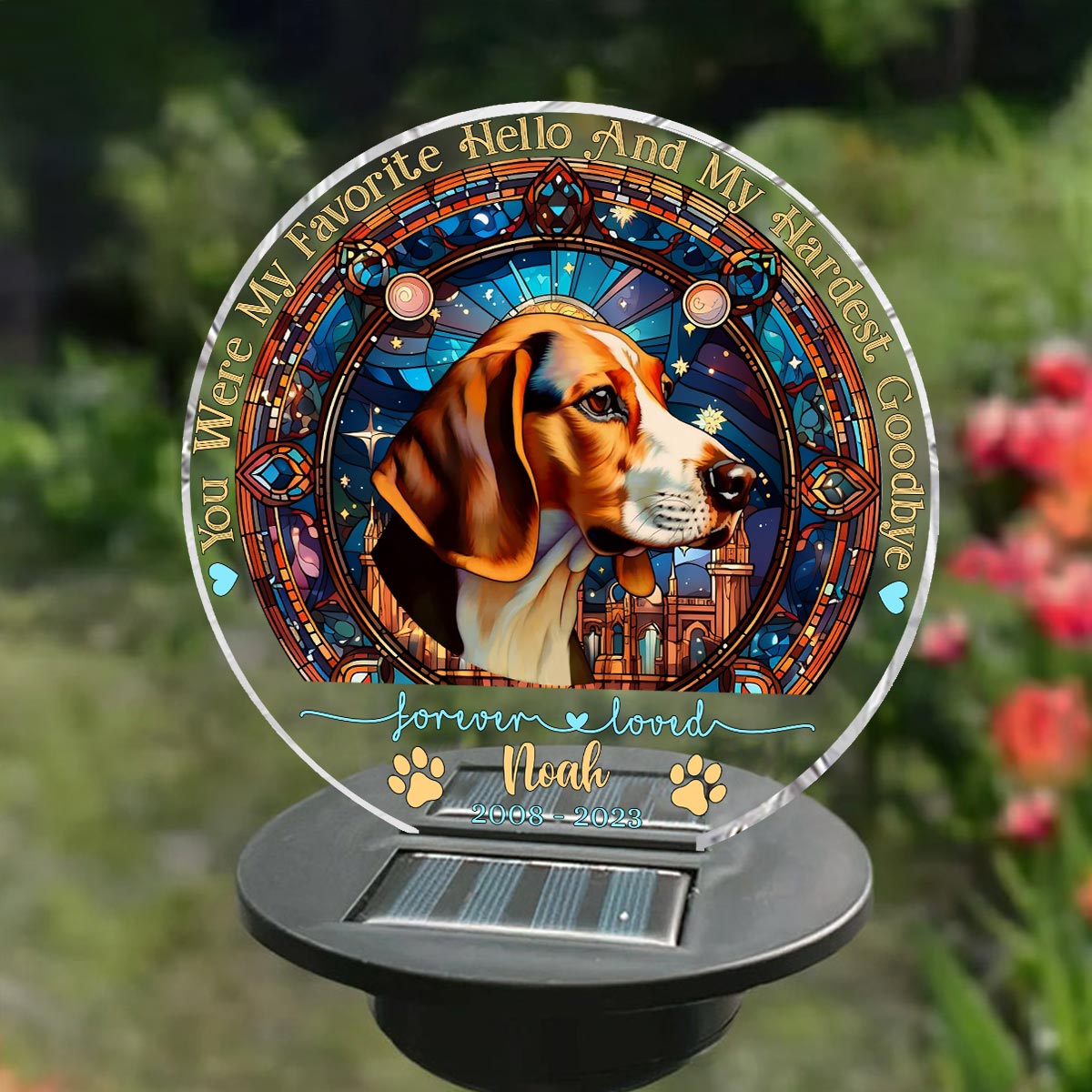 Du warst mein Liebling! Hallo – Personalisierte Solar-Gartenleuchte für Hunde