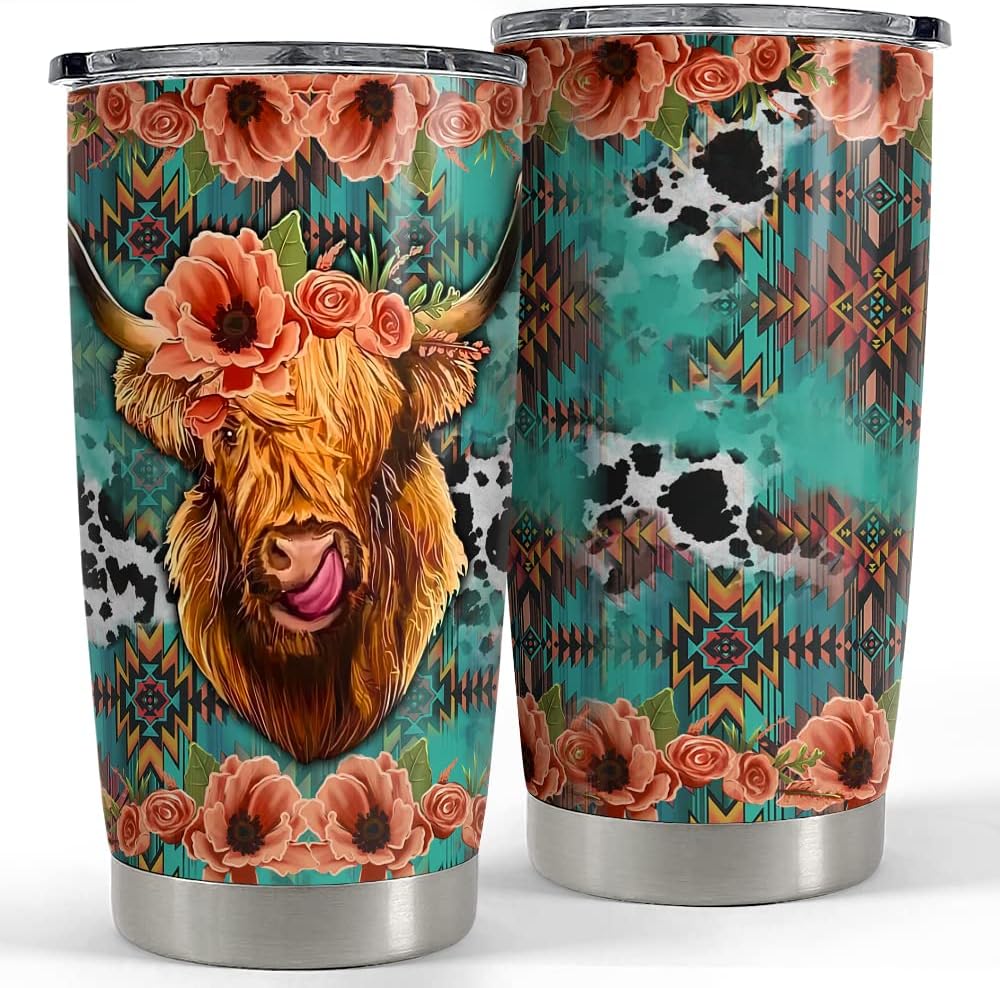 Floral Highland Cow Highland Cow Becher 0624