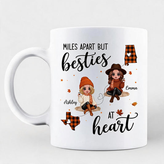 Personalisierte Herbst-Karo-Tasse für beste Freunde über Distanz, Geschenke mit individuellen Bundesstaaten