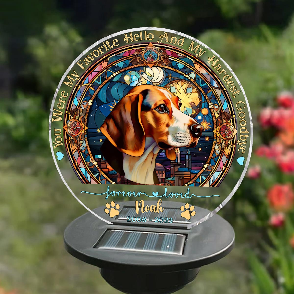Du warst mein Liebling! Hallo – Personalisierte Solar-Gartenleuchte für Hunde