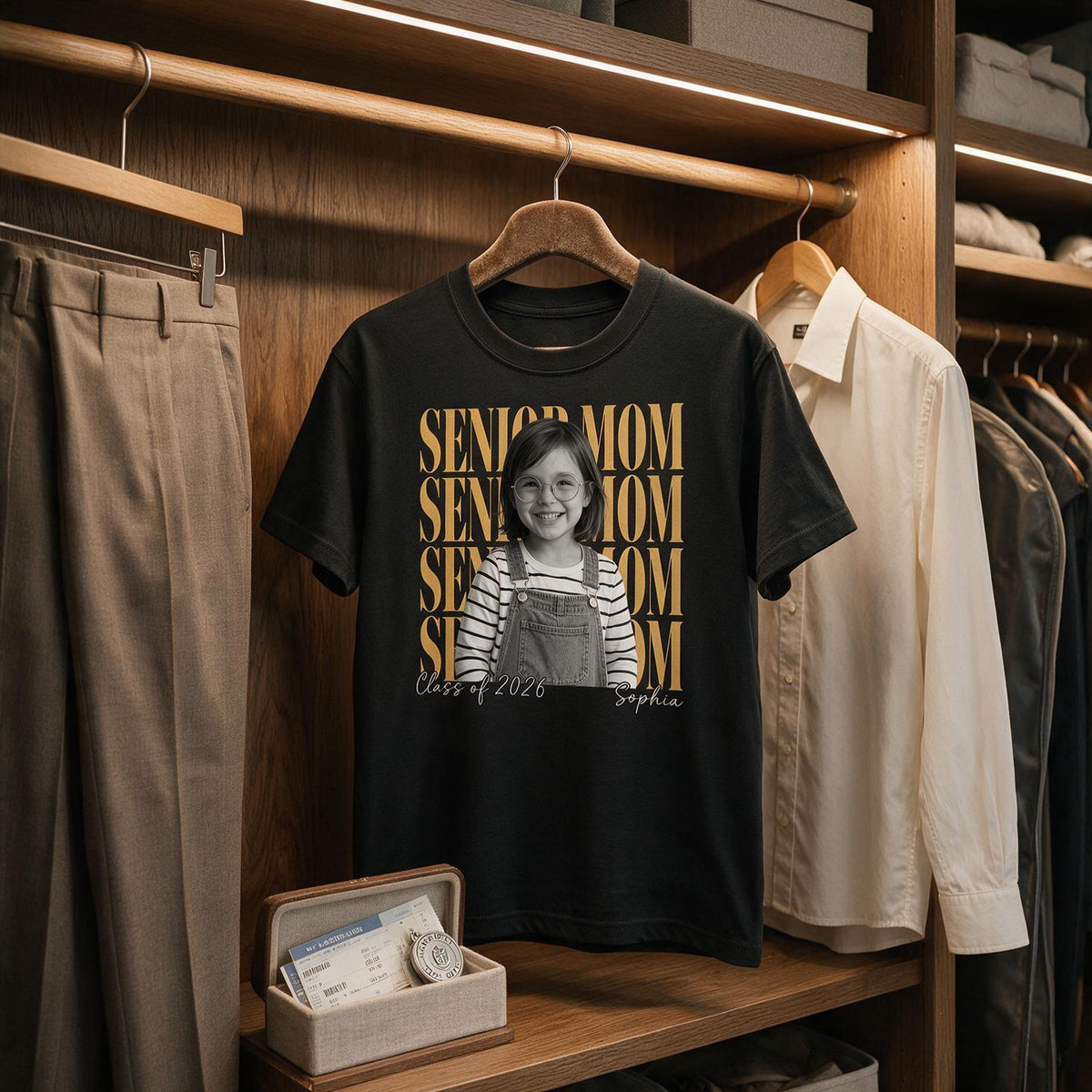 Custom Vintage Photo Senior Mom Shirt | Personalized Class of 2026 Graduation Gift for Proud Mother