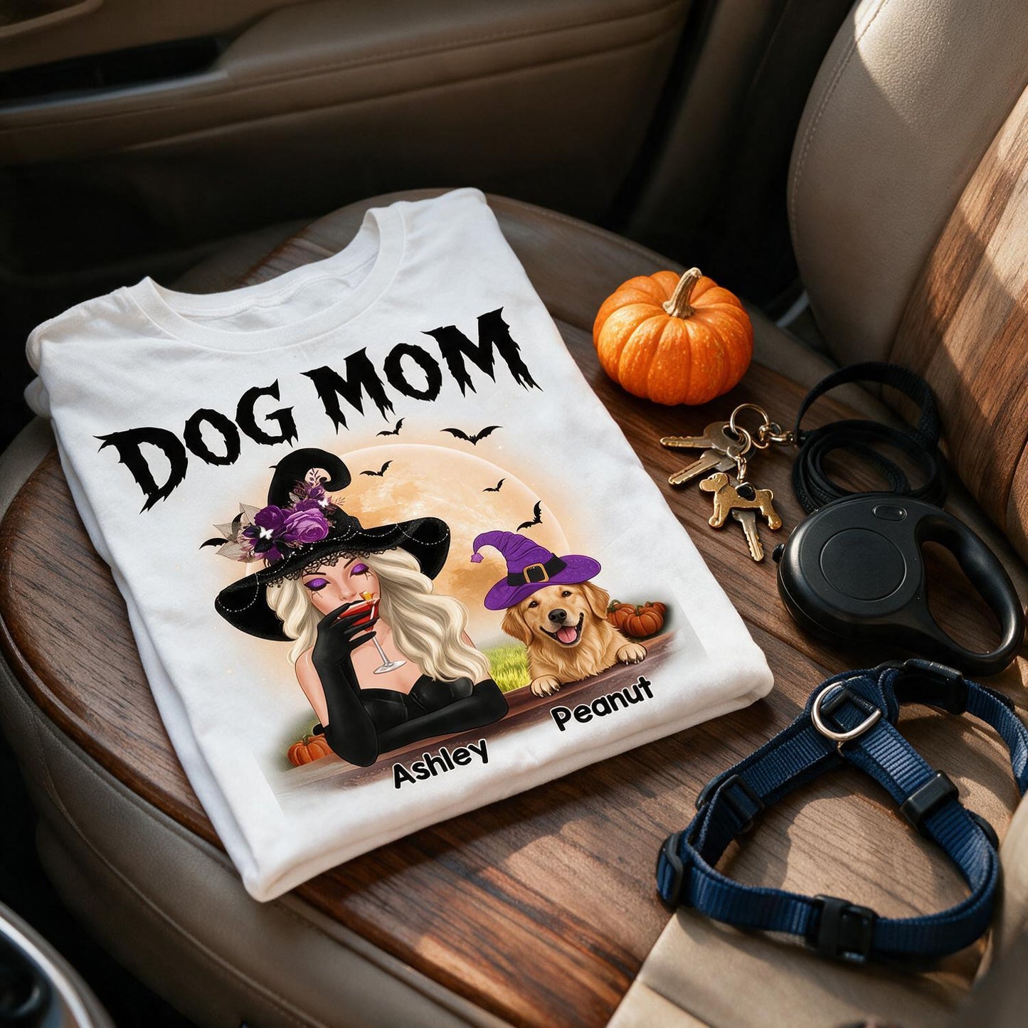 Personalized Halloween Witch Dog Mom Shirt - Custom Golden Retriever Spooky Season Gift