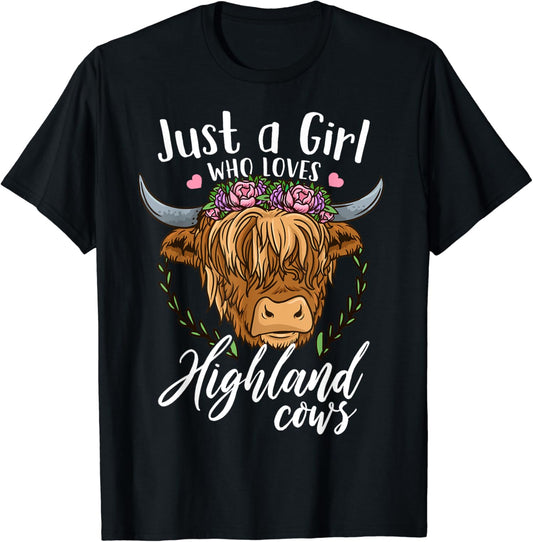Einfach ein Mädchen, das Hochlandrinder liebt – T-Shirt & Hoodie mit Hochlandrind-Motiv 0624