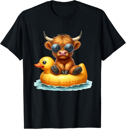 Cute Highland Cow Duck Pool Float Summer Vibes Highland Cow T-shirt & Hoodie 0624