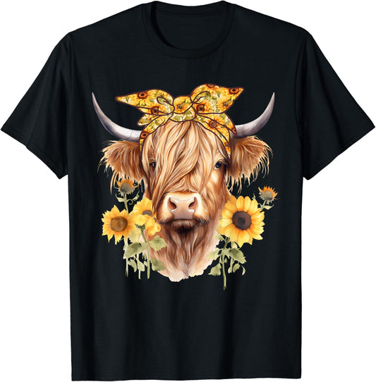 Hochlandrind mit Sonnenblumen-Halstuch – T-Shirt & Hoodie 0624