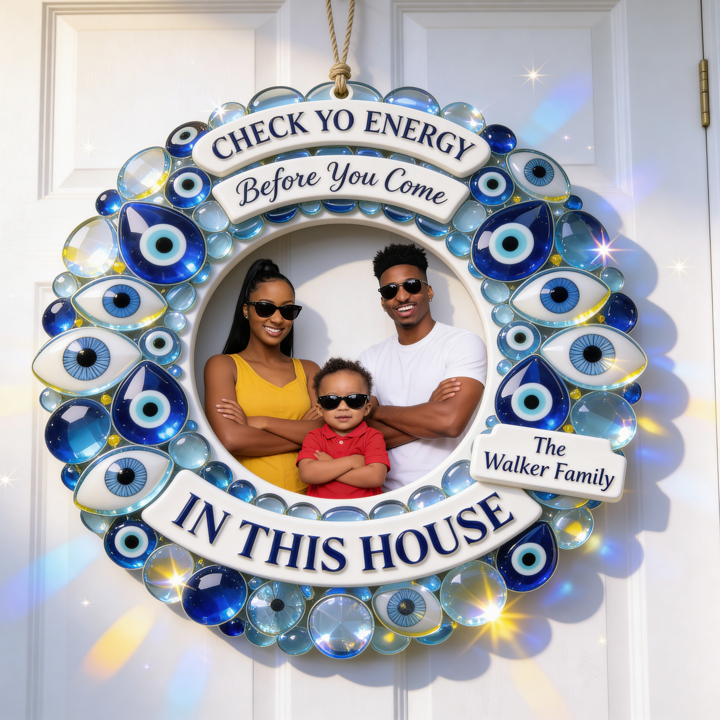 Check Yo Energy, Evil Eyes - Personalized Family Acrylic Sign