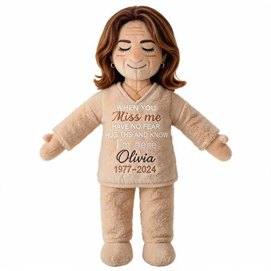 Custom Memorial Older Latin Women Grandma Plush Doll - Personalized Abuela Memorial Bear, Comforting Grief Keepsake Gift