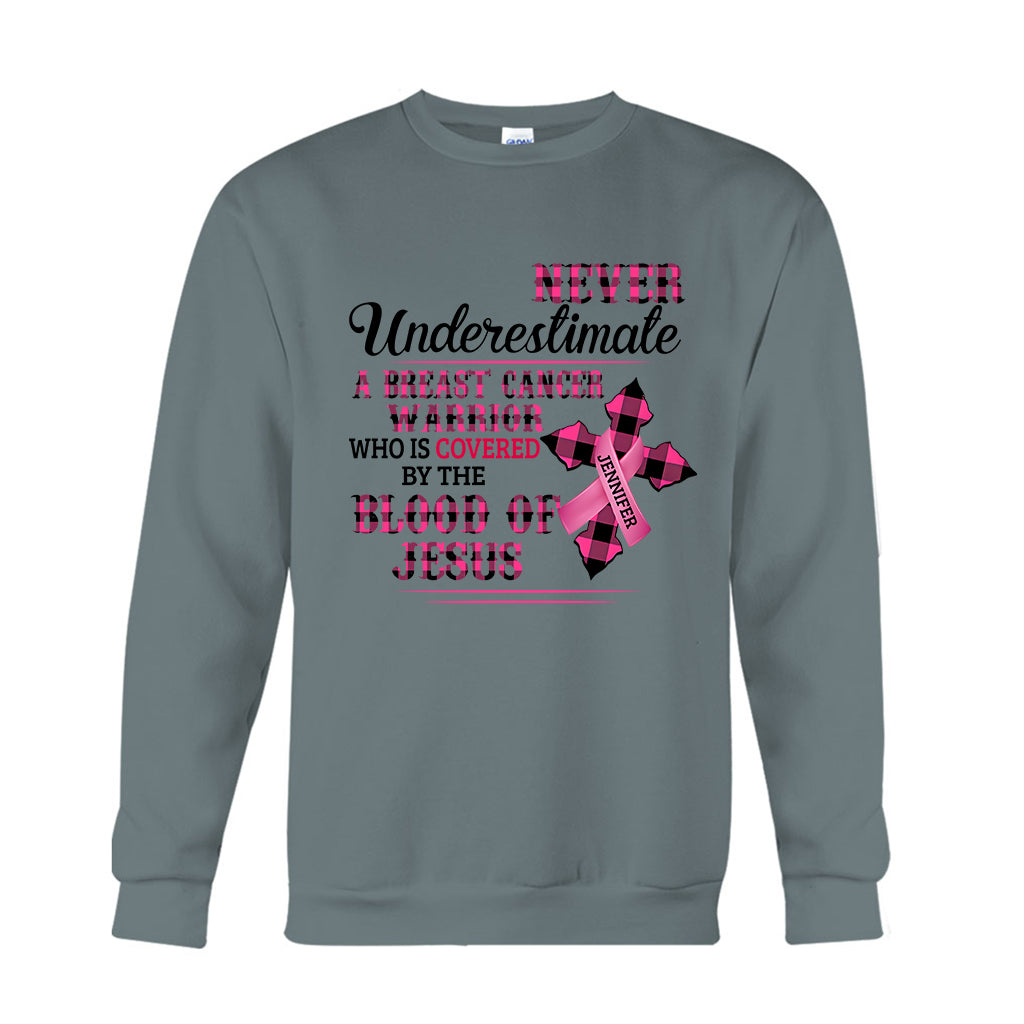Christlicher Glaube Rosa Schleife – Personalisiertes T-Shirt und Hoodie zur Sensibilisierung für Brustkrebs