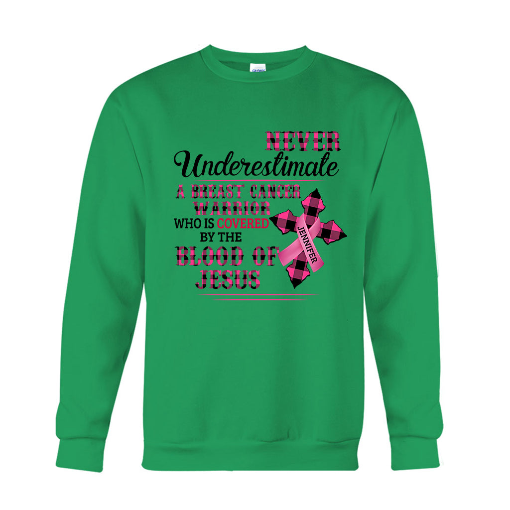 Christlicher Glaube Rosa Schleife – Personalisiertes T-Shirt und Hoodie zur Sensibilisierung für Brustkrebs