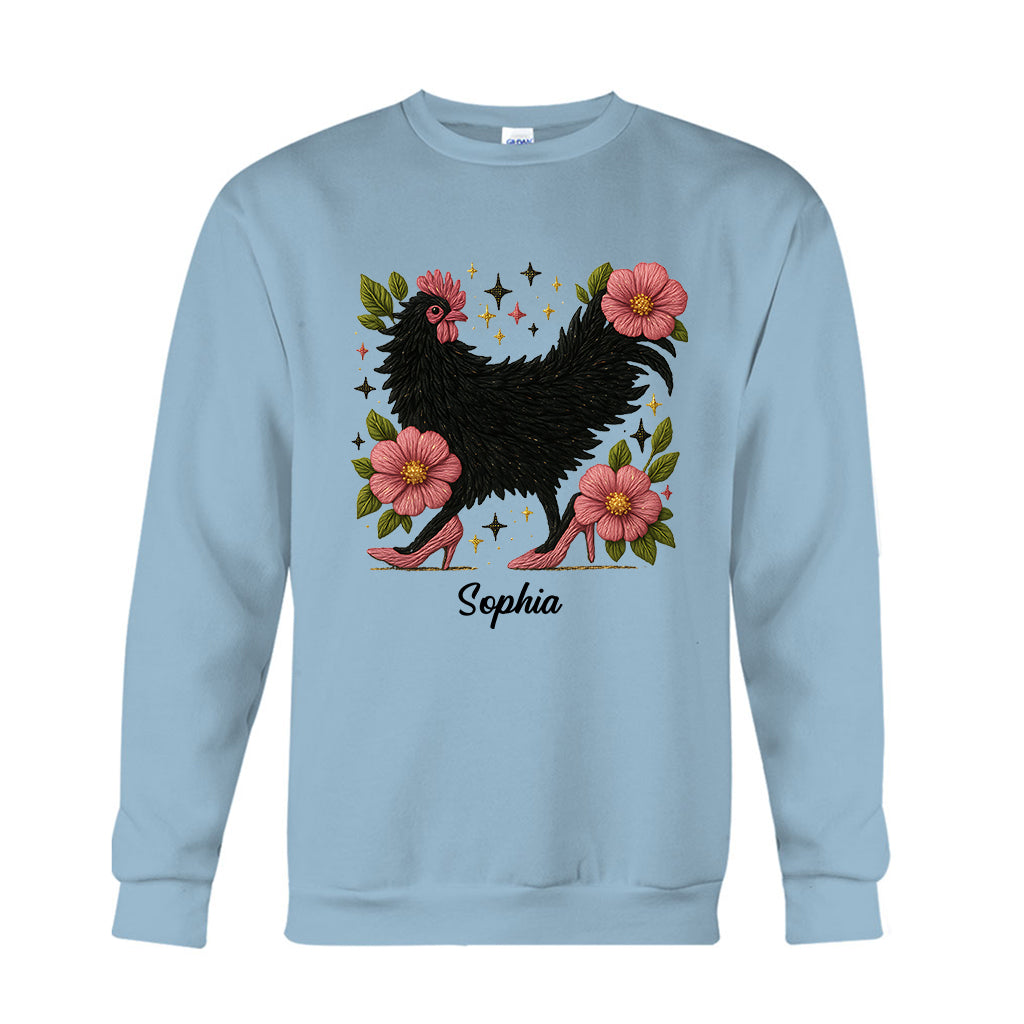Florales Huhn – Personalisiertes Hühner-T-Shirt und Hoodie