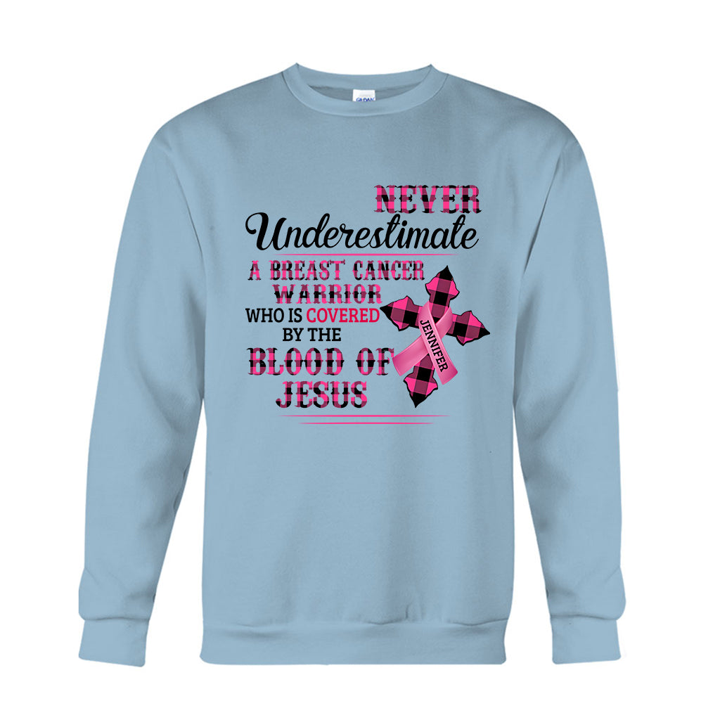 Christlicher Glaube Rosa Schleife – Personalisiertes T-Shirt und Hoodie zur Sensibilisierung für Brustkrebs