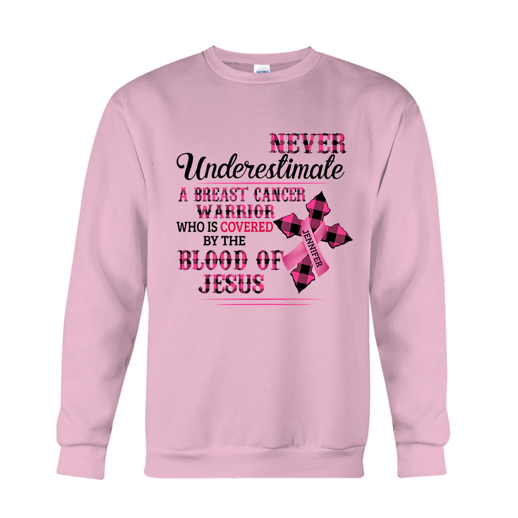 Christlicher Glaube Rosa Schleife – Personalisiertes T-Shirt und Hoodie zur Sensibilisierung für Brustkrebs