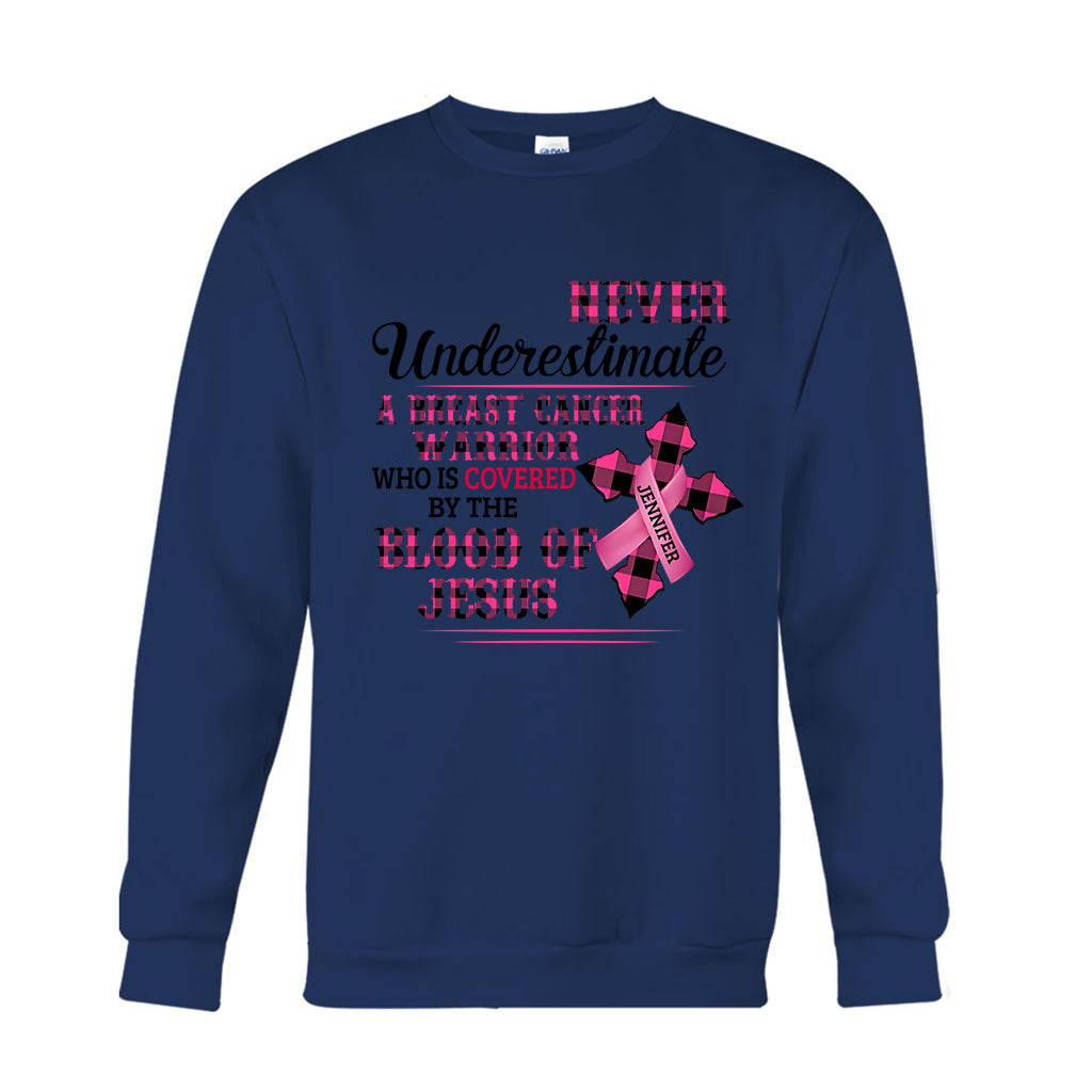 Christlicher Glaube Rosa Schleife – Personalisiertes T-Shirt und Hoodie zur Sensibilisierung für Brustkrebs