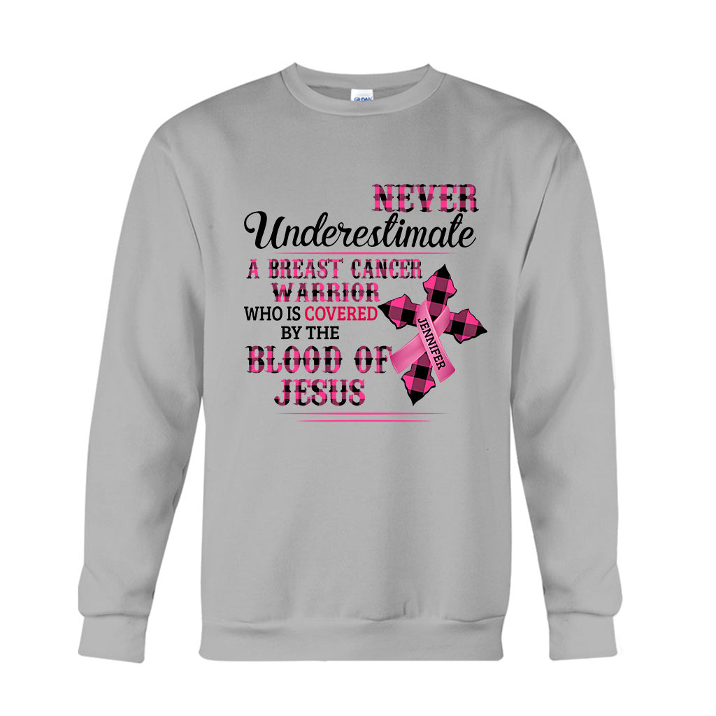 Christlicher Glaube Rosa Schleife – Personalisiertes T-Shirt und Hoodie zur Sensibilisierung für Brustkrebs