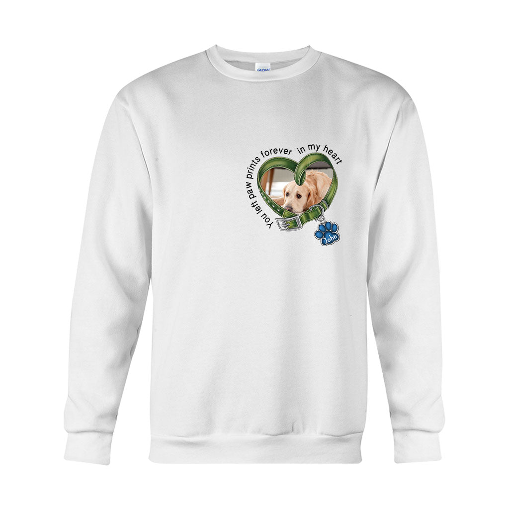 Du hast für immer Pfotenabdrücke in meinem Herzen hinterlassen – personalisiertes Hunde-T-Shirt und Hoodie