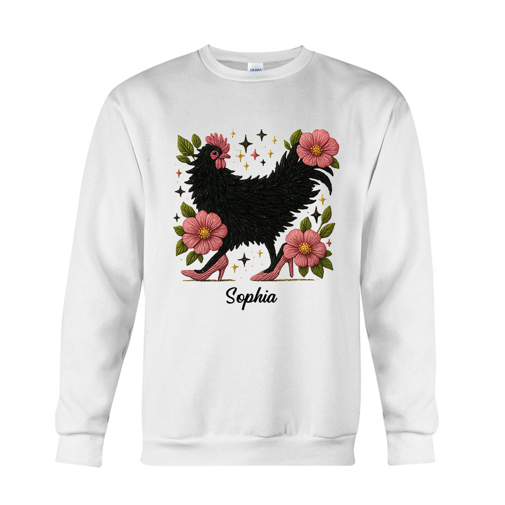 Florales Huhn – Personalisiertes Hühner-T-Shirt und Hoodie