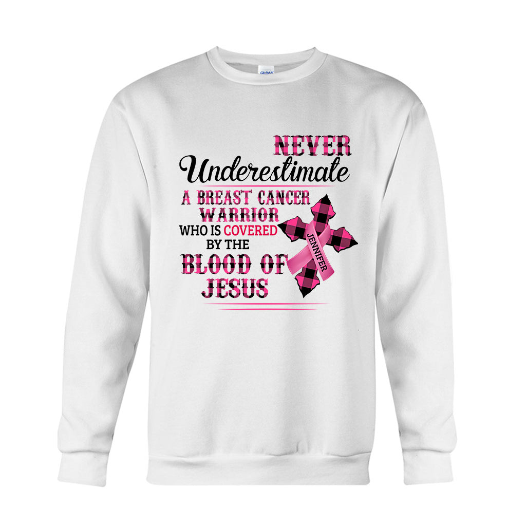 Christlicher Glaube Rosa Schleife – Personalisiertes T-Shirt und Hoodie zur Sensibilisierung für Brustkrebs