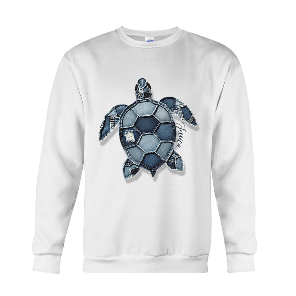 Blaue Schildkröte – Personalisiertes Schildkröten-T-Shirt und Hoodie