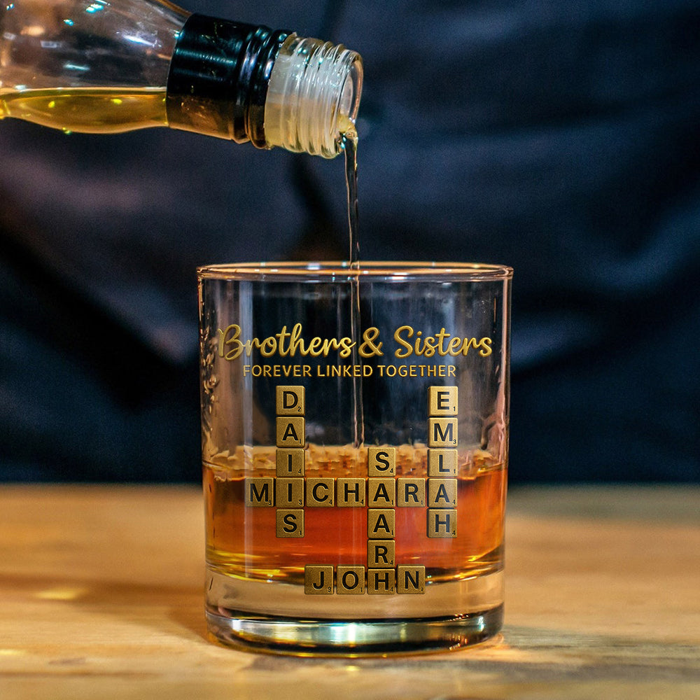 Geschwister-Kreuzworträtsel Scrabble - Personalisiertes Geschwister-Whiskyglas