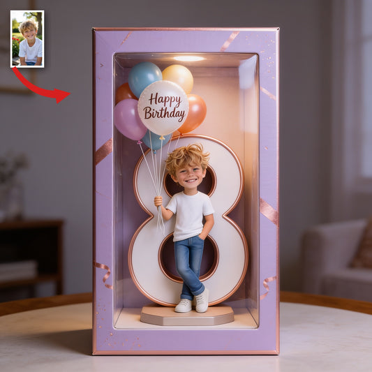 Personalisierte 8. Geburtstags-Acryl-Displaybox für Jungen
