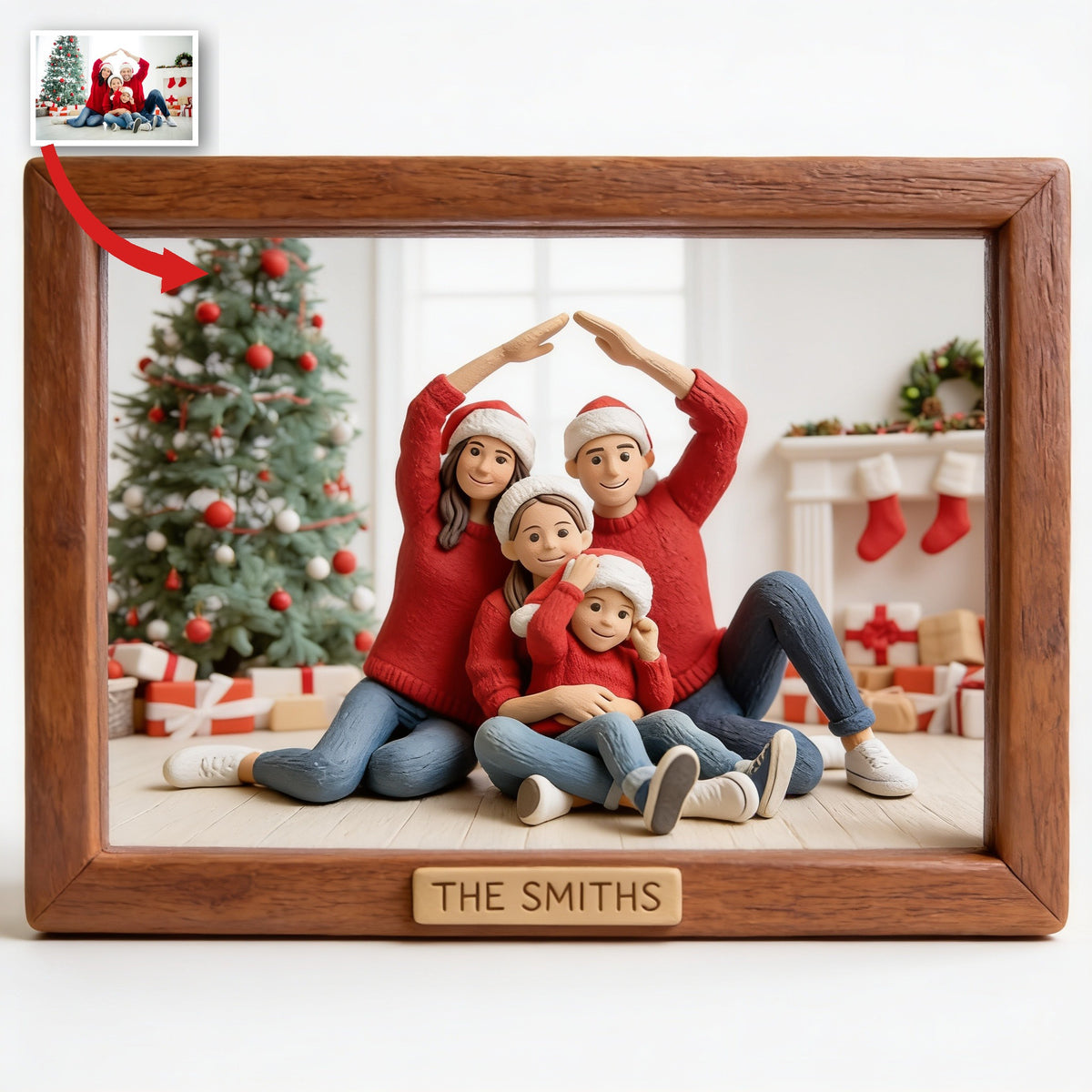 Personalized Custom Photo Christmas Family of Four Custom Shaped Acrylic Plaque Holiday Gift