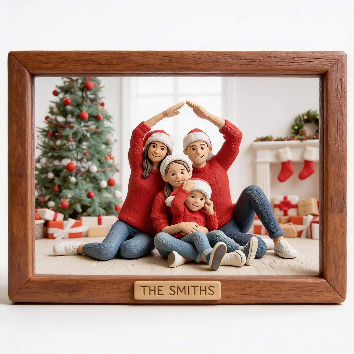 Personalized Custom Photo Christmas Family of Four Custom Shaped Acrylic Plaque Holiday Gift