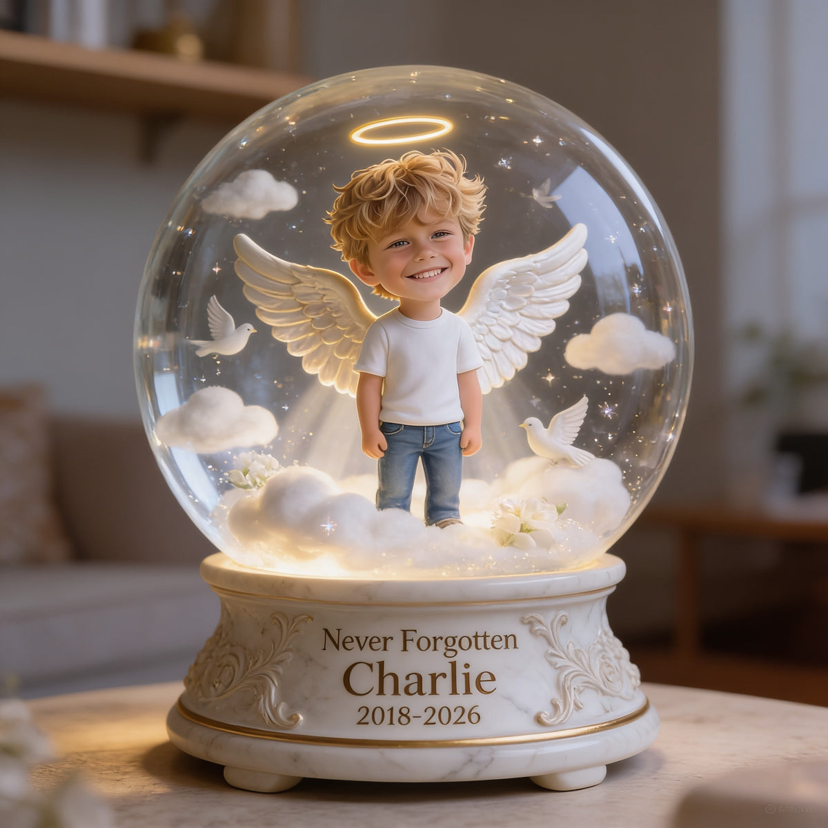 Personalized Little Boy Memorial Custom Shaped Acrylic Plaque Sympathy Keepsake