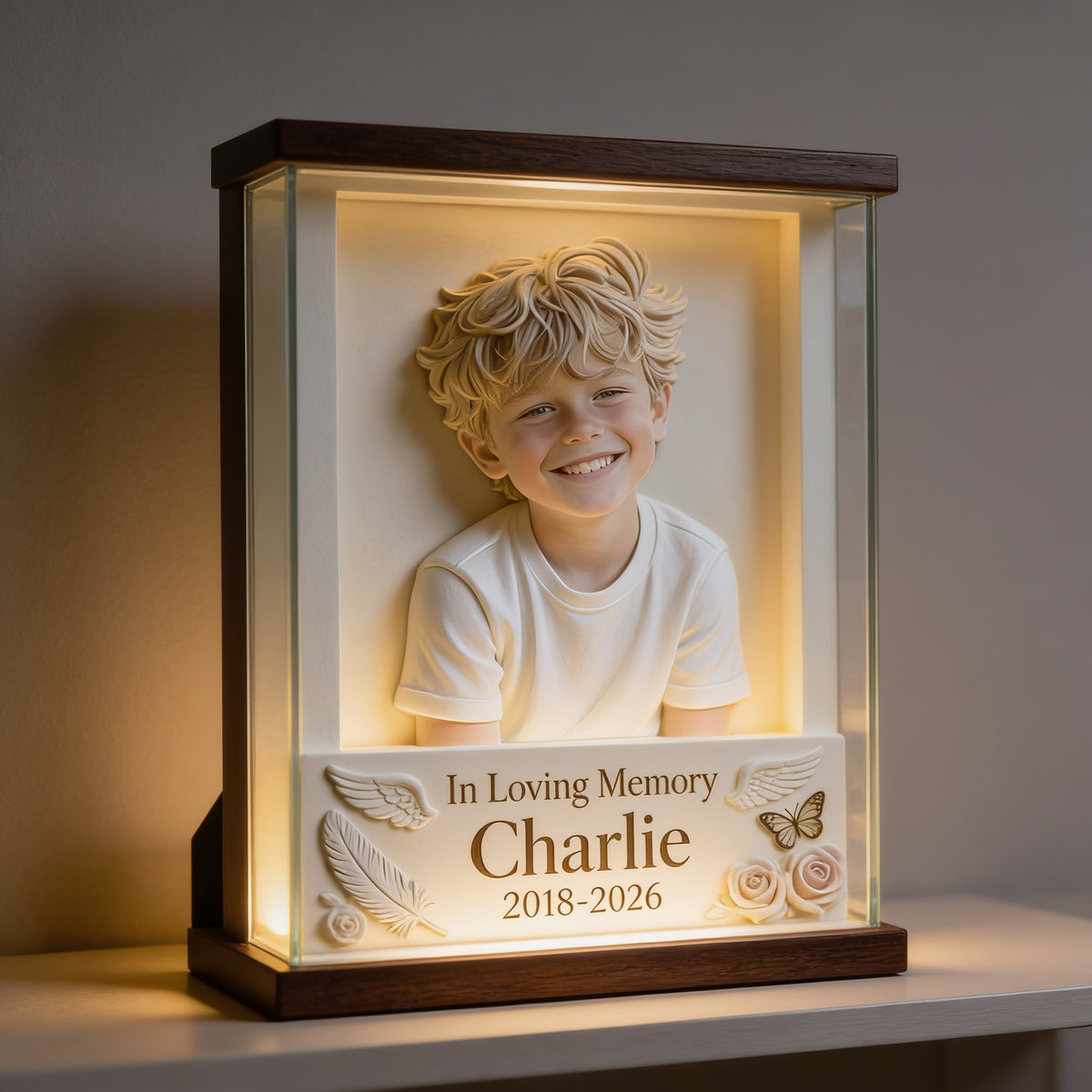 Personalisierte Gedenktafel für kleinen Jungen aus Acryl