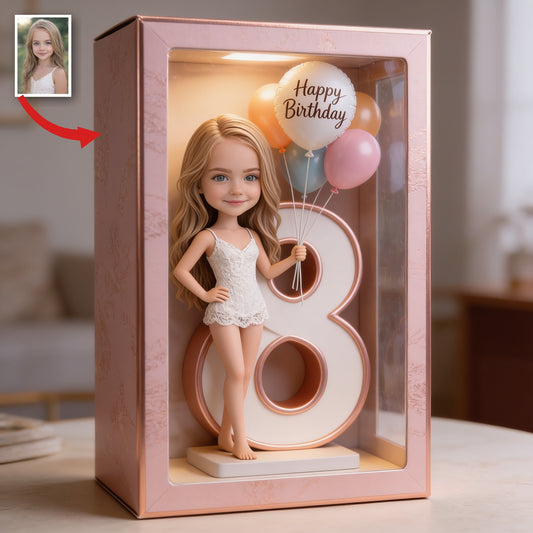 Personalisierte 8. Geburtstags-Acryl-Displaybox Geschenk für Tochter Enkelin Nichte