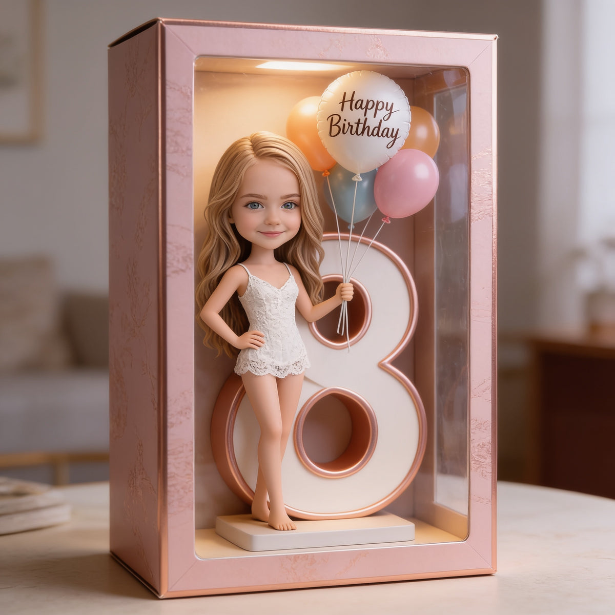 Personalized 8th Birthday Little Girl Acrylic Display Box Gift for Daughter Granddaughter Niece