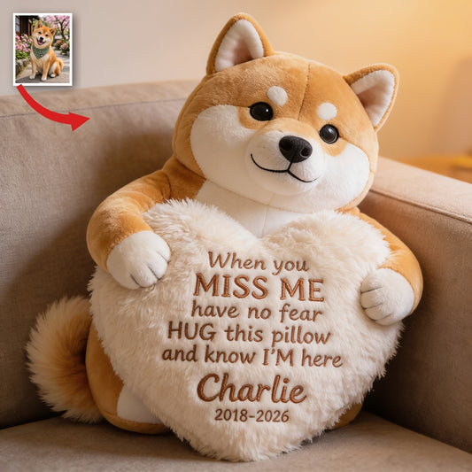 Personalisierte Tan Weiße Erwachsene Shiba Inu Gedenk-Faux-Fur Kissen Geschenk
