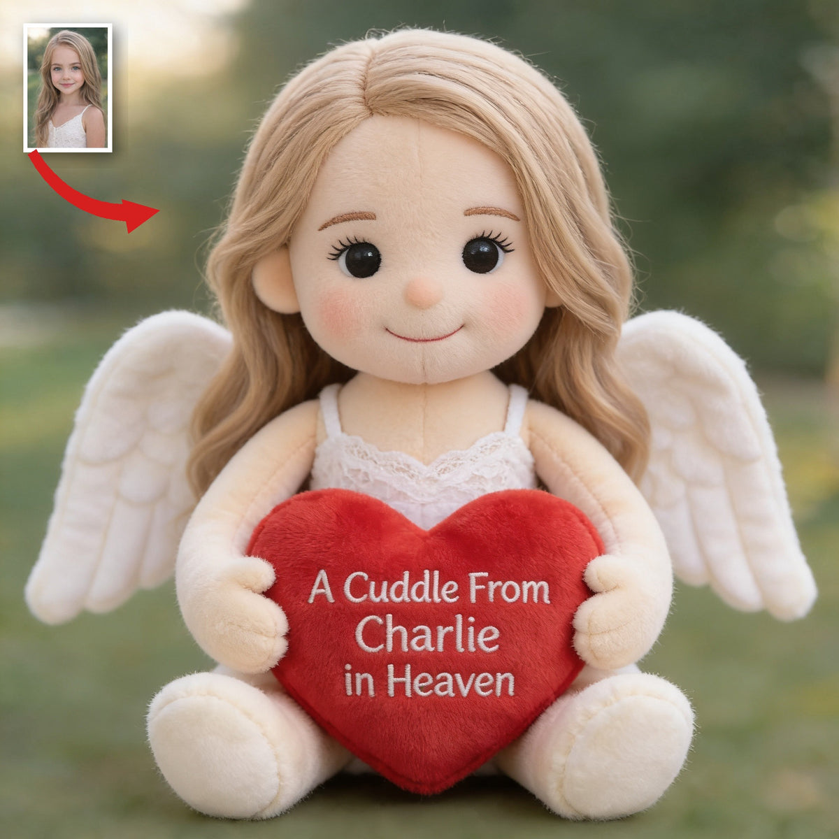 Personalized Little Girl Memorial Shaped Pillow Sympathy Gift For Lost Loved Ones